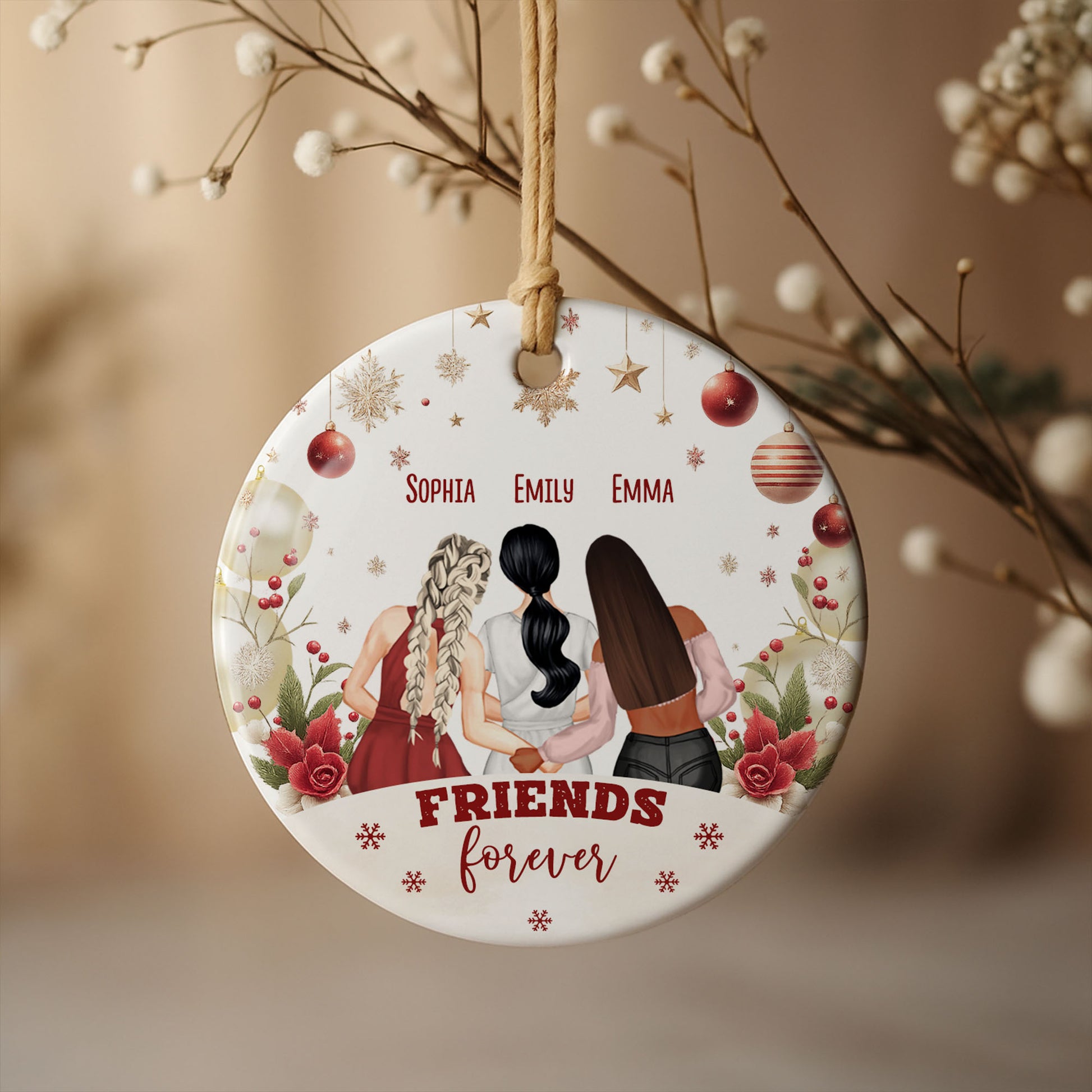 Friends Forever Ornament With Women And Flowers