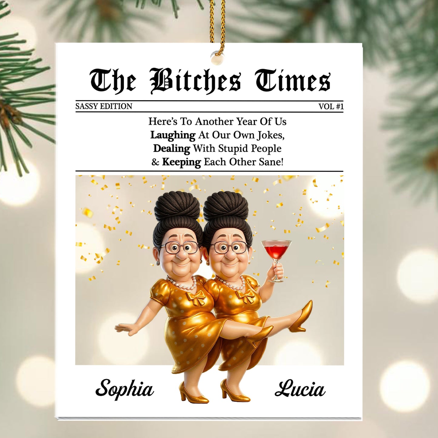 Here's To Another Year Of Us, Newspaper, Two Women, Champagne Glass