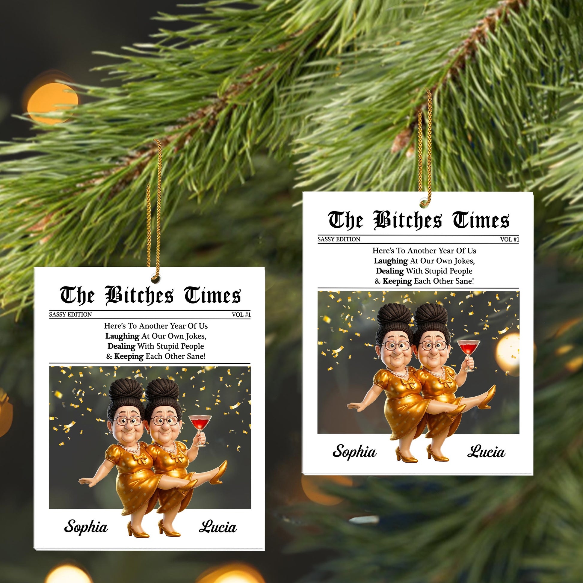 Here's To Another Year Of Us, Newspaper, Two Women, Champagne Glass