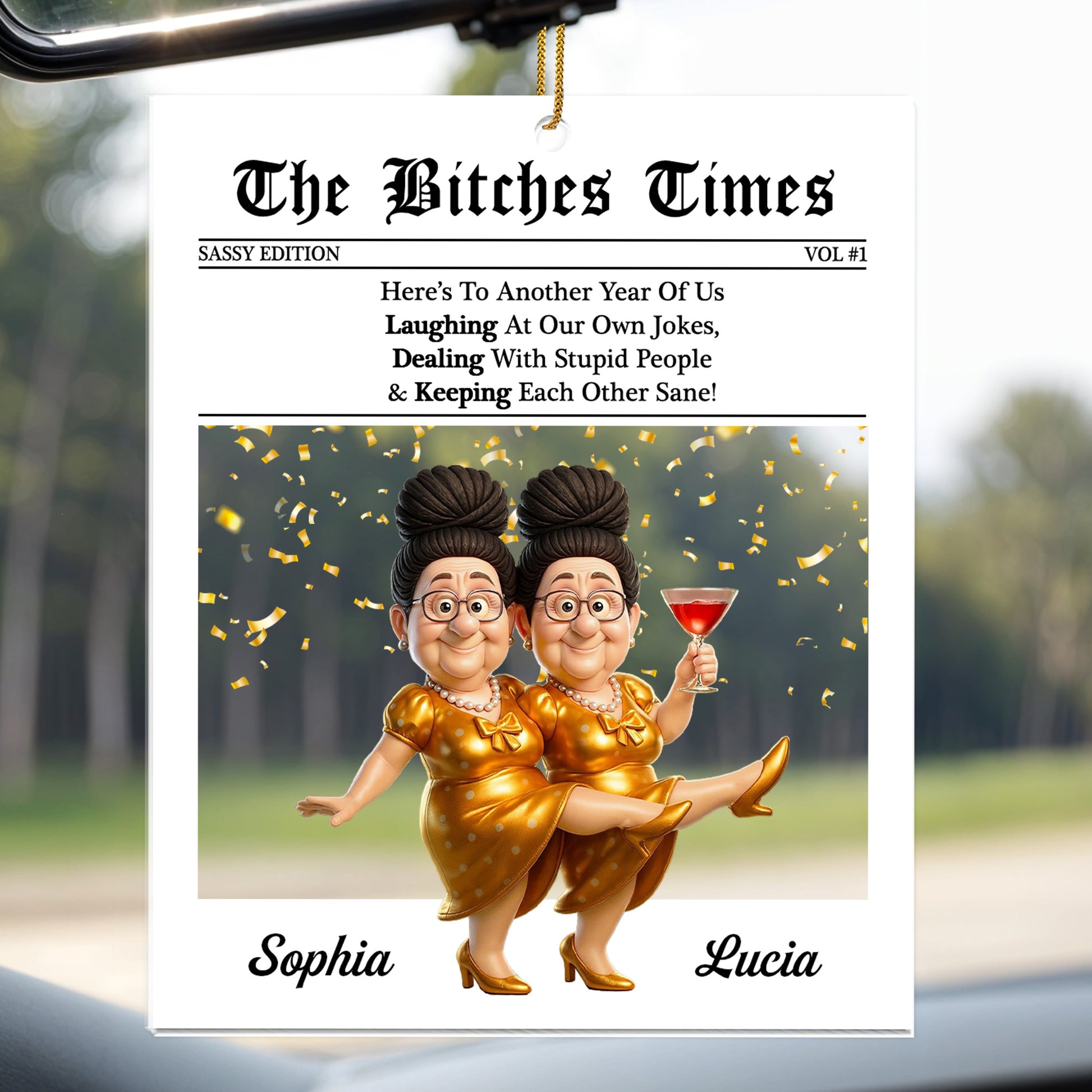 Here's To Another Year Of Us, Newspaper, Two Women, Champagne Glass