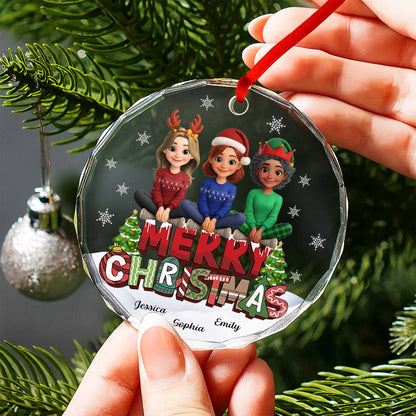 Merry Christmas With Animated Characters And Snowflakes