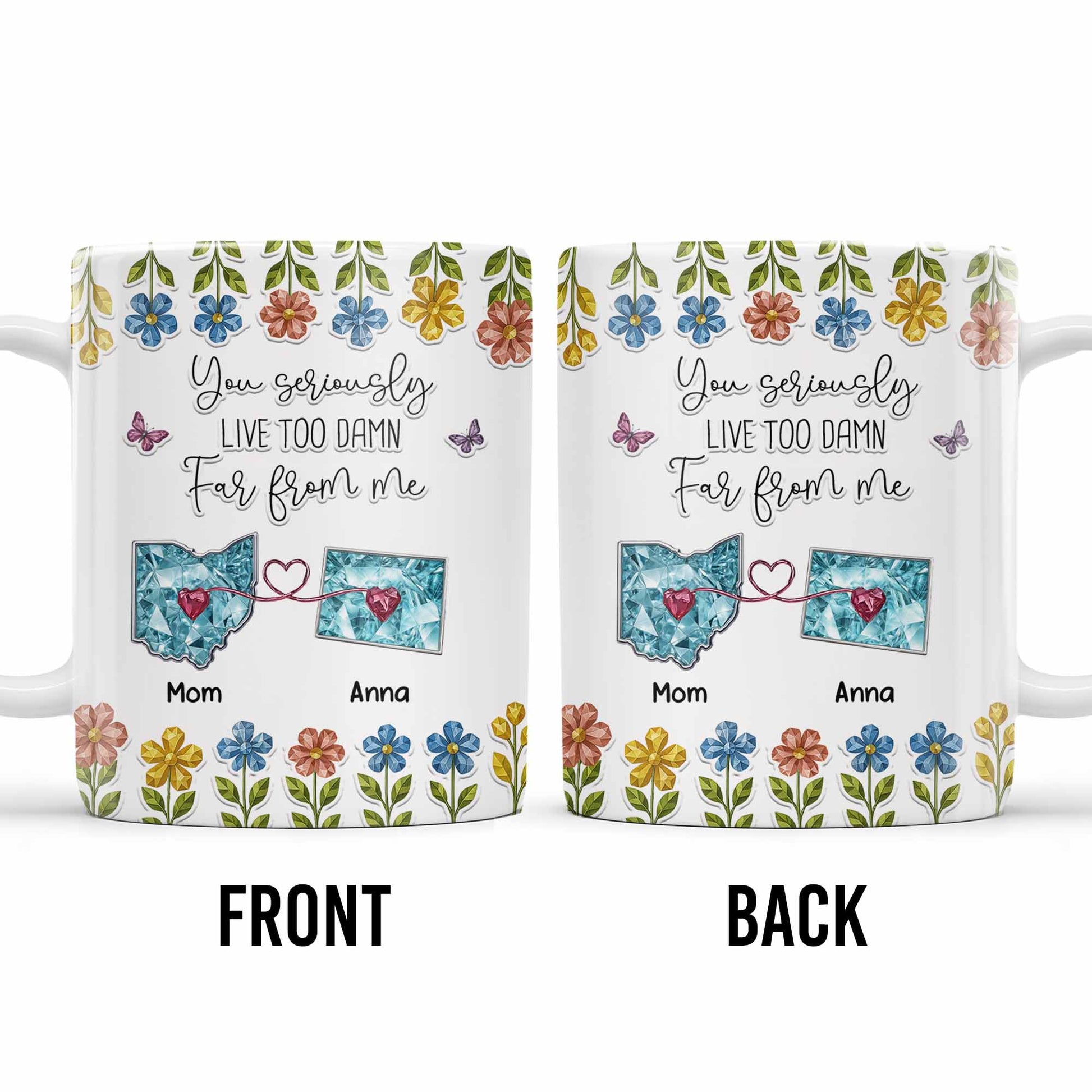 You Seriously Live Too Far From Me, Heart And Flowers Design