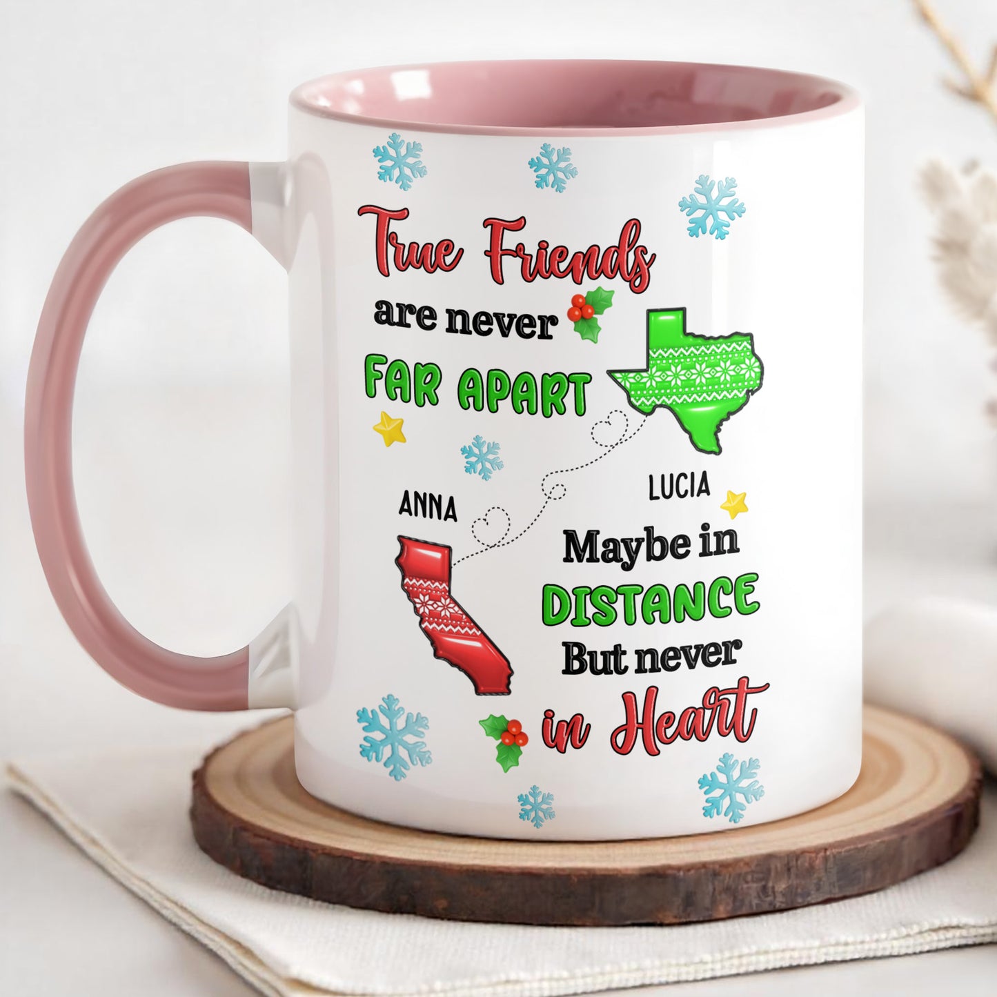 True Friends Are Never Far Apart, Custom Personalized Mug