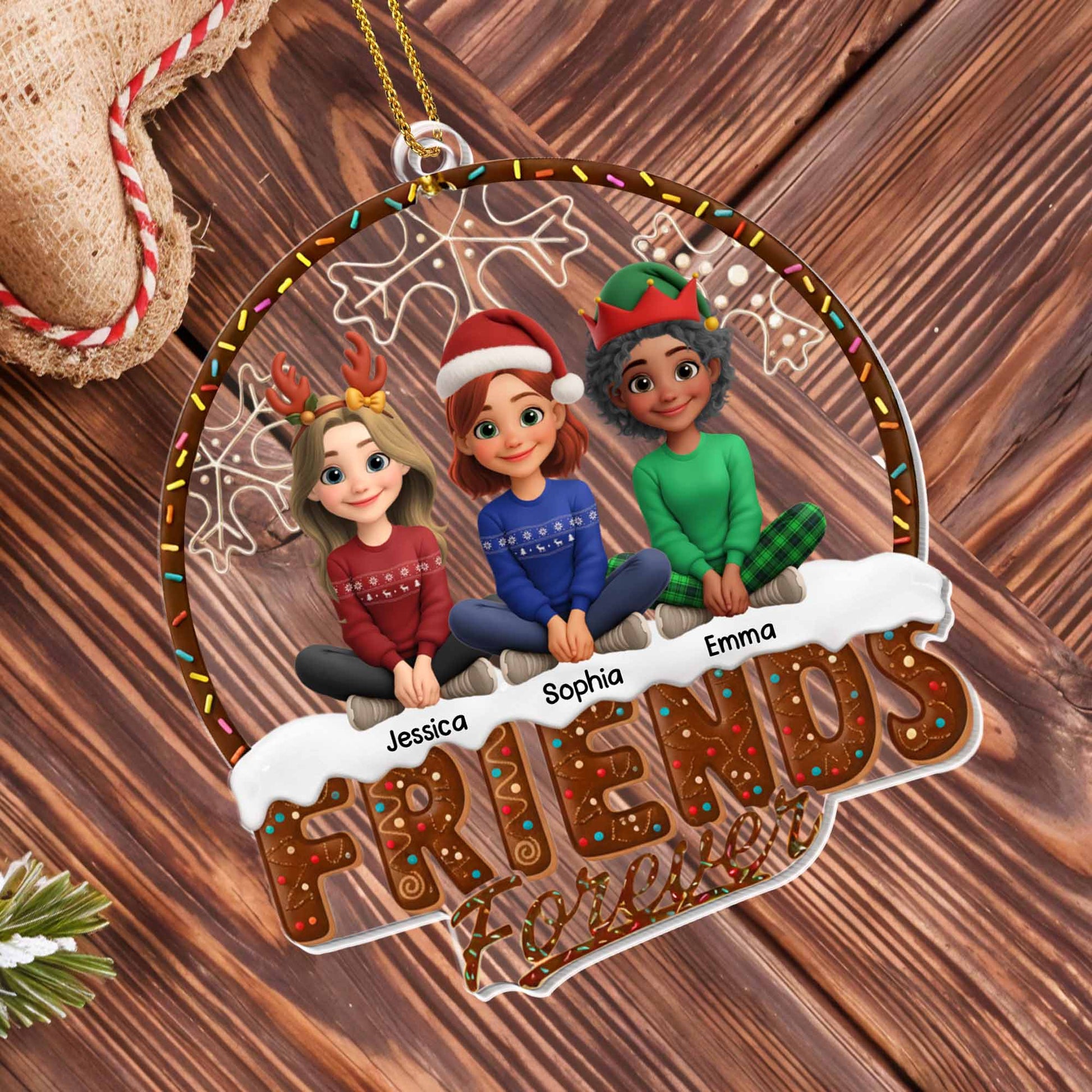 Sisters Forever With Sister Figures And Christmas Hats