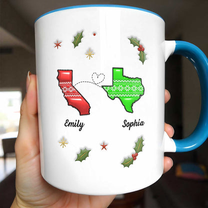 I Wish We Lived Closer Holly and Stars Mug - Personalized Custom Accent Mug - BST392_AMUG