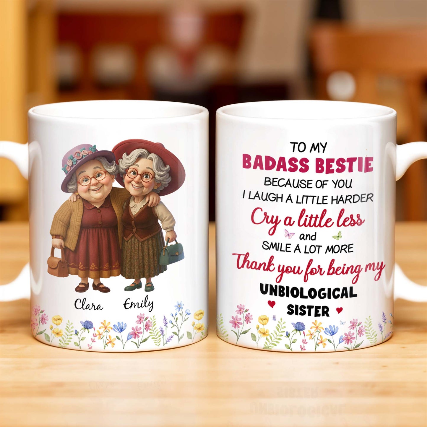 Thank You For Being My Unbiological Sister, Elderly Women & Flowers