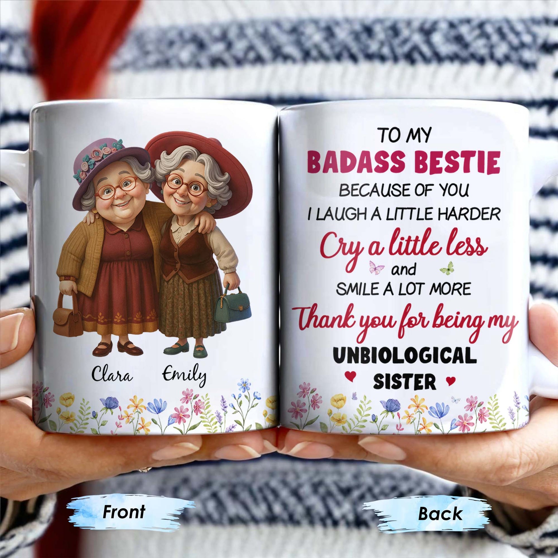 Thank You For Being My Unbiological Sister, Elderly Women & Flowers