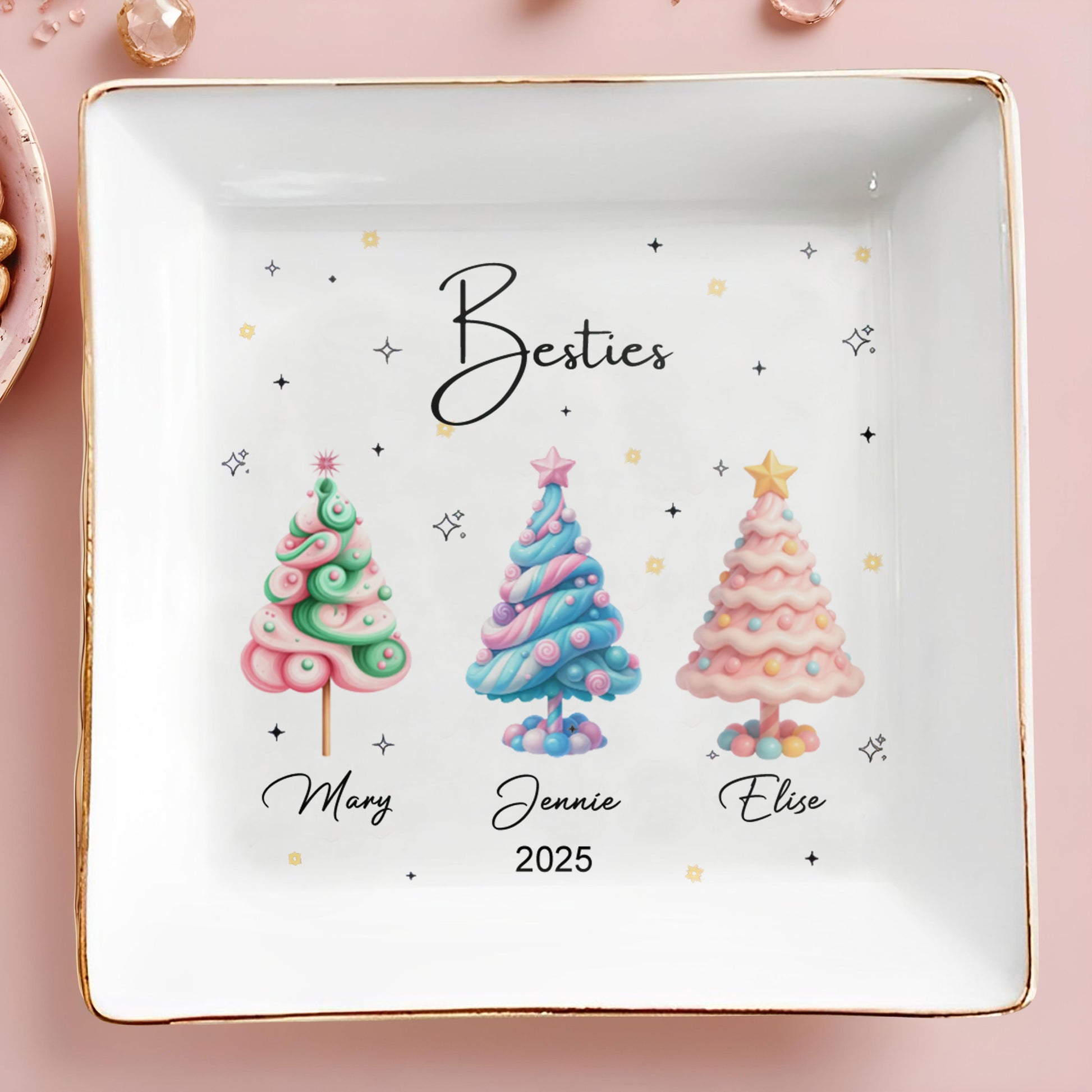 Besties With Colorful Christmas Trees