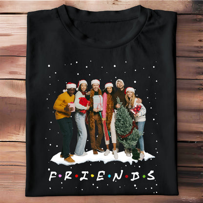 Friends Celebrating With Christmas Tree And Gifts