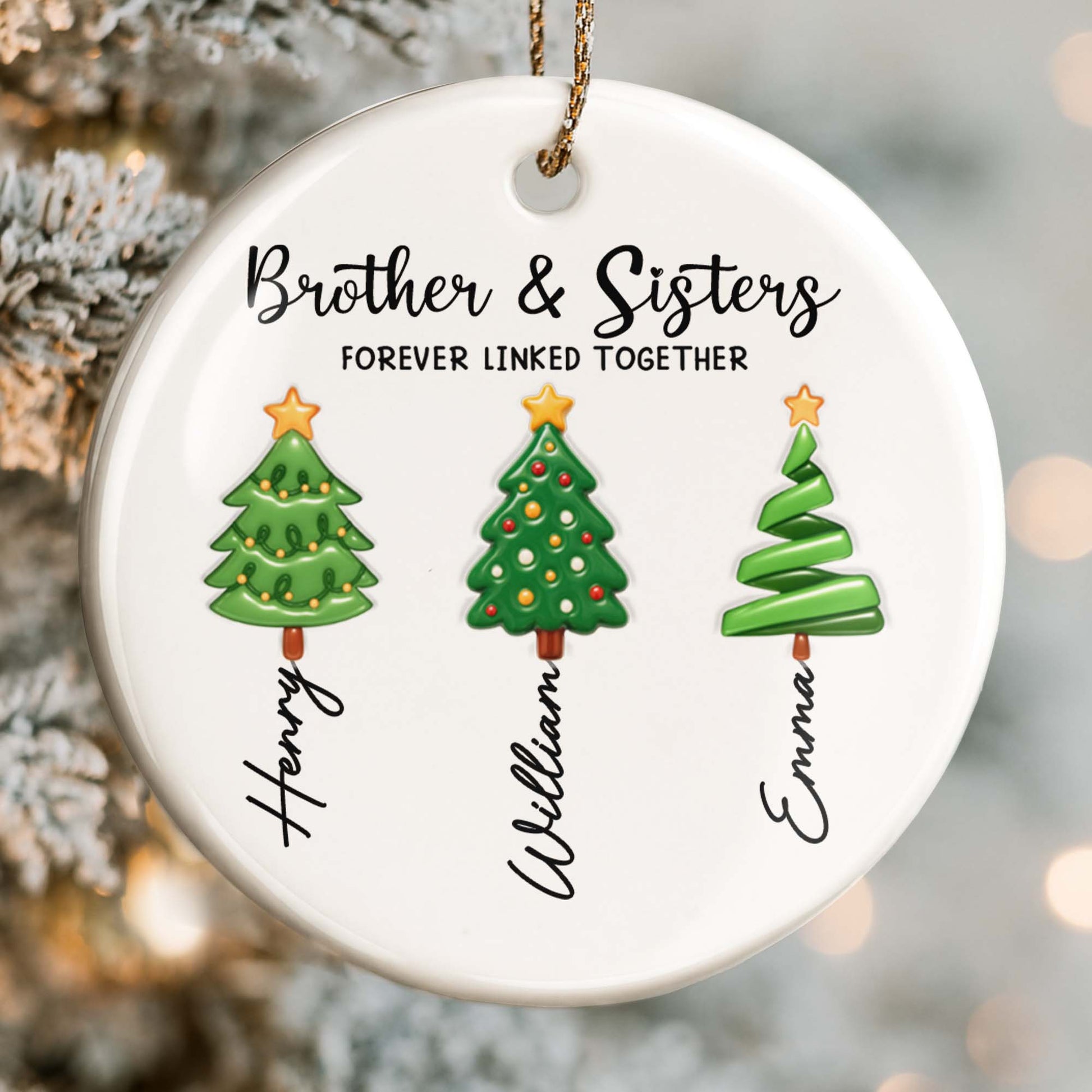 Brother & Sisters Forever Linked Together With Christmas Trees