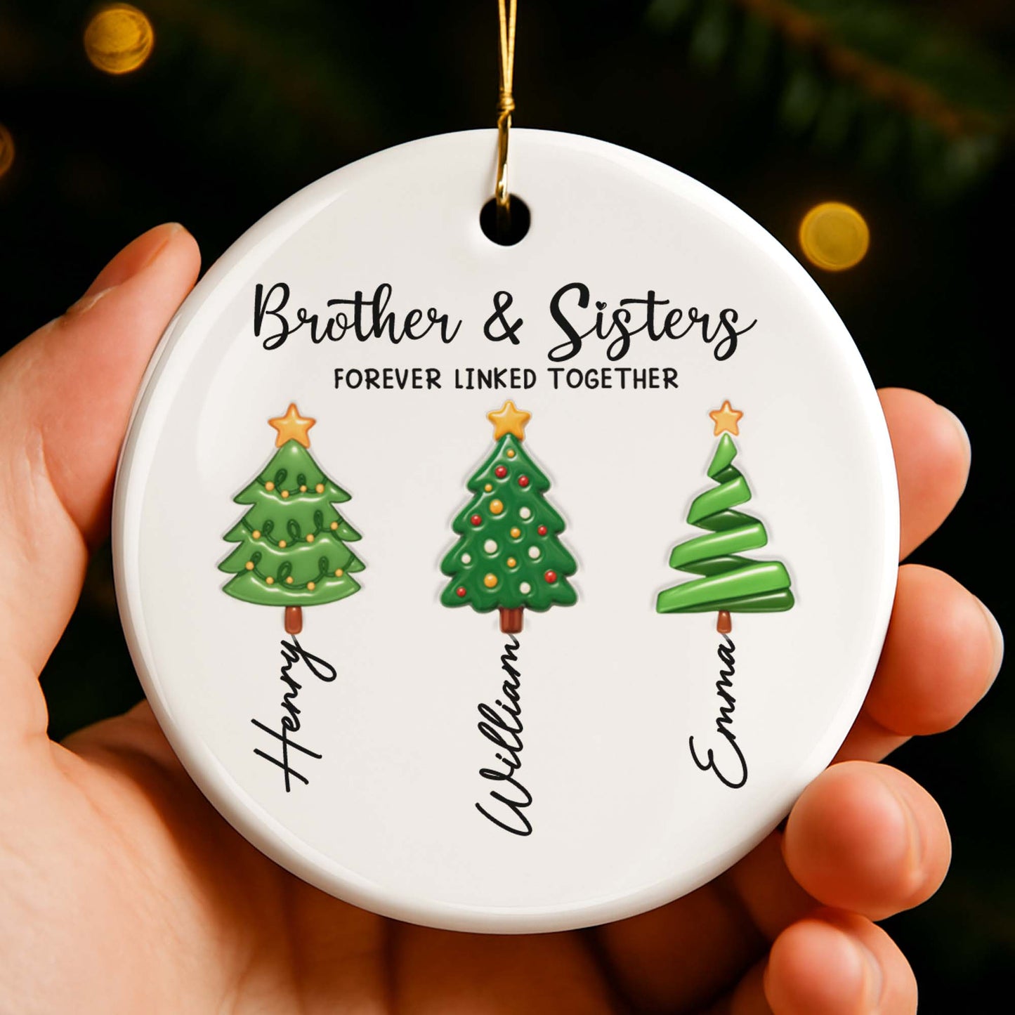 Brother & Sisters Forever Linked Together With Christmas Trees