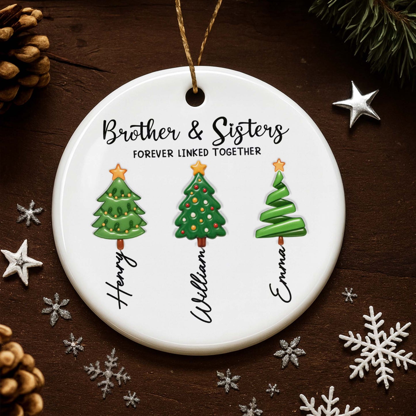 Brother & Sisters Forever Linked Together With Christmas Trees