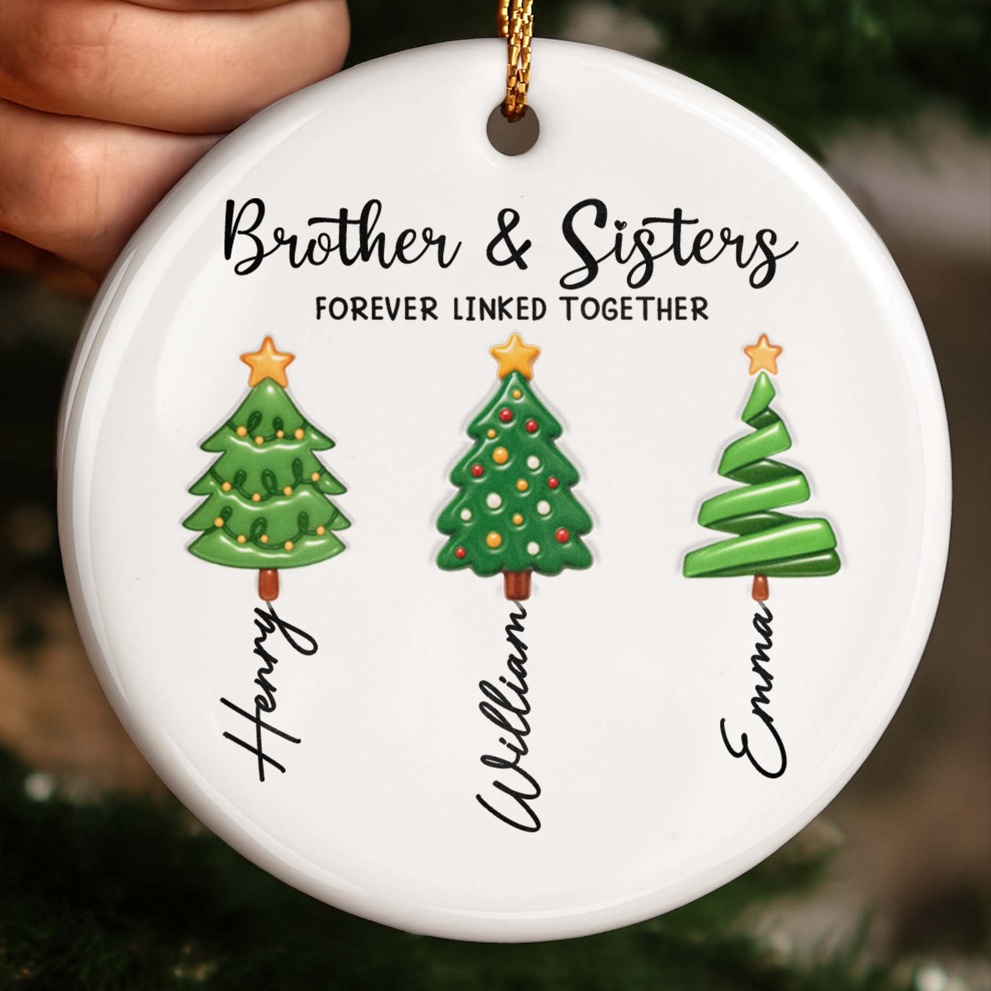 Brother & Sisters Forever Linked Together With Christmas Trees