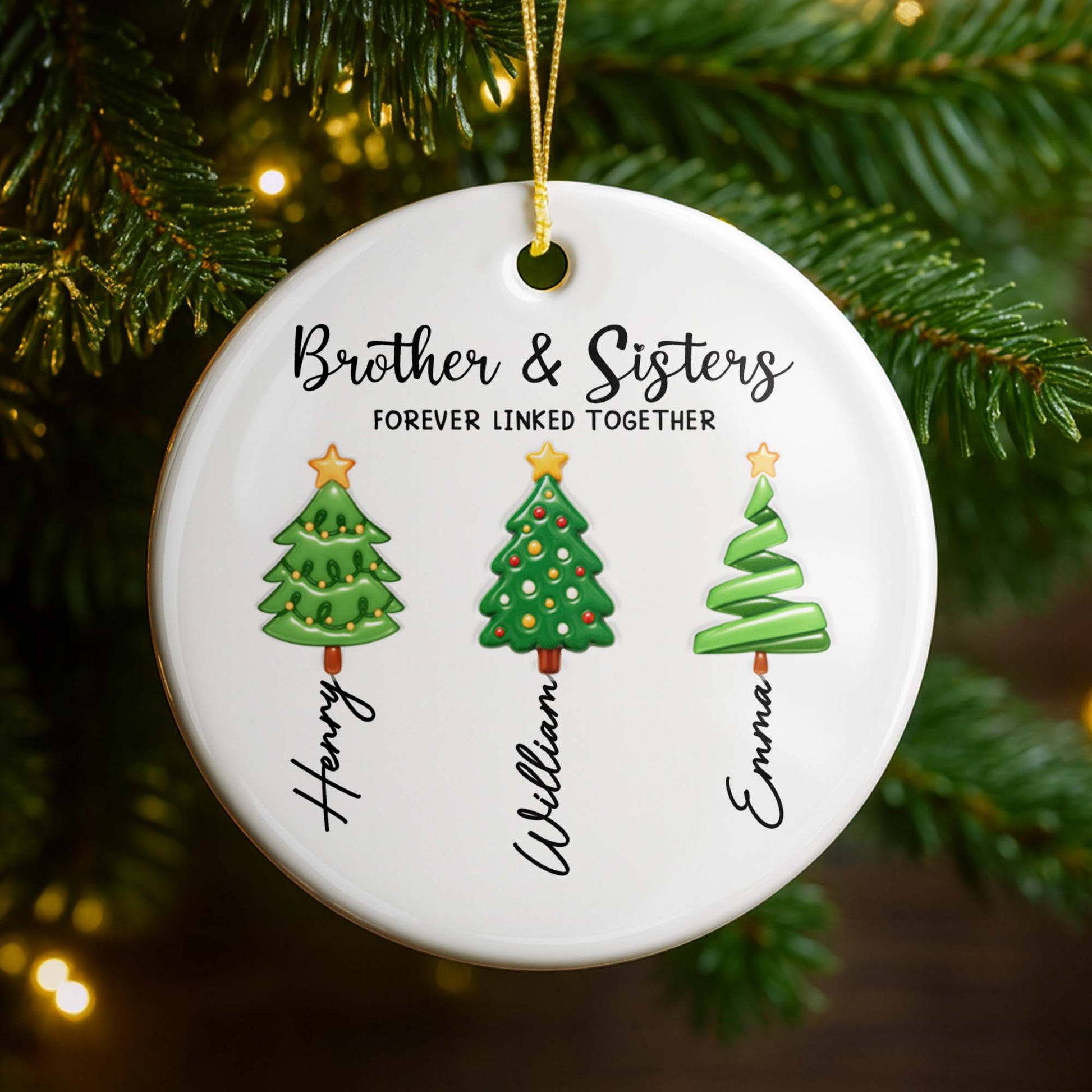 Brother & Sisters Forever Linked Together With Christmas Trees