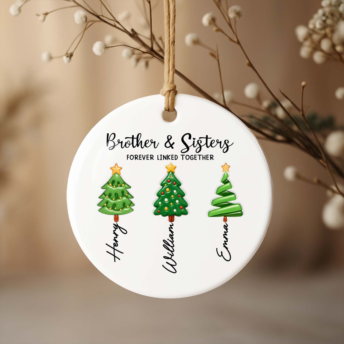 Brother & Sisters Forever Linked Together With Christmas Trees