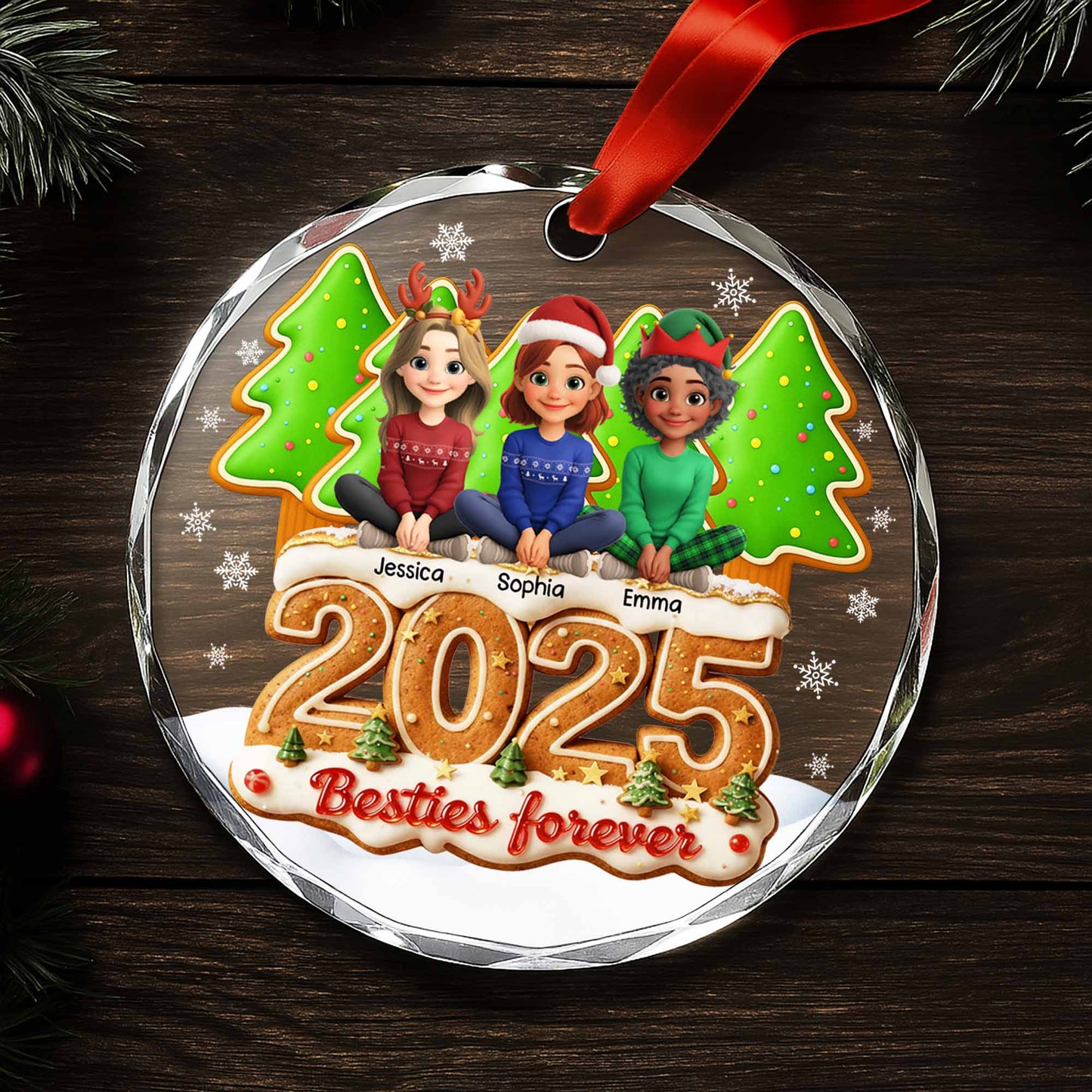 Besties Forever With Christmas Trees and Holiday Cookies