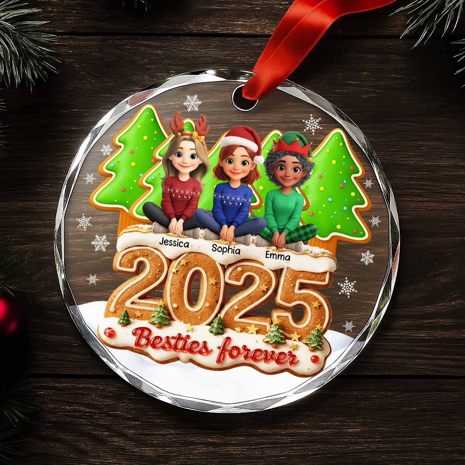 Besties Forever With Christmas Trees and Holiday Cookies