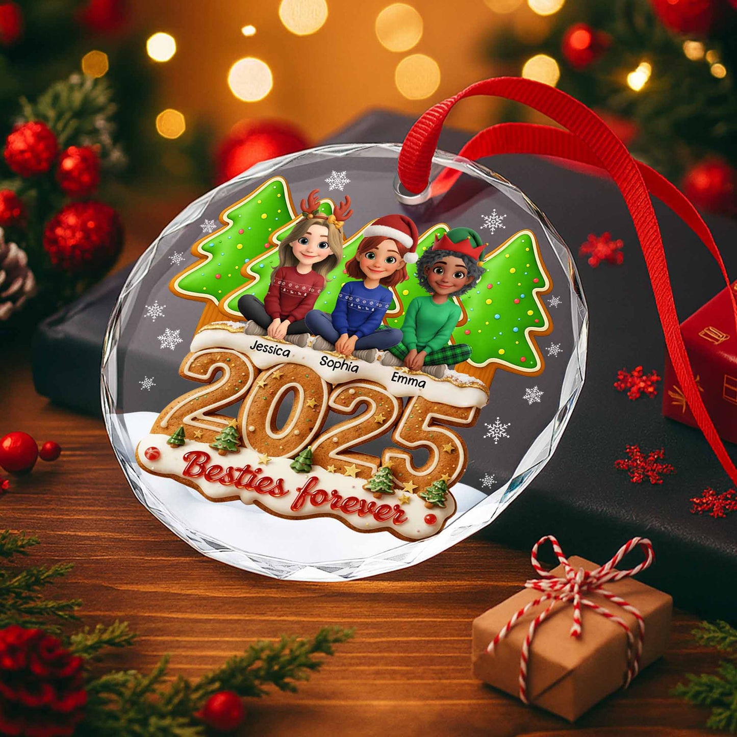 Besties Forever With Christmas Trees and Holiday Cookies