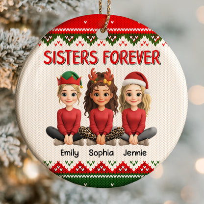 Sisters Forever With Santa Hats And Reindeer Antlers