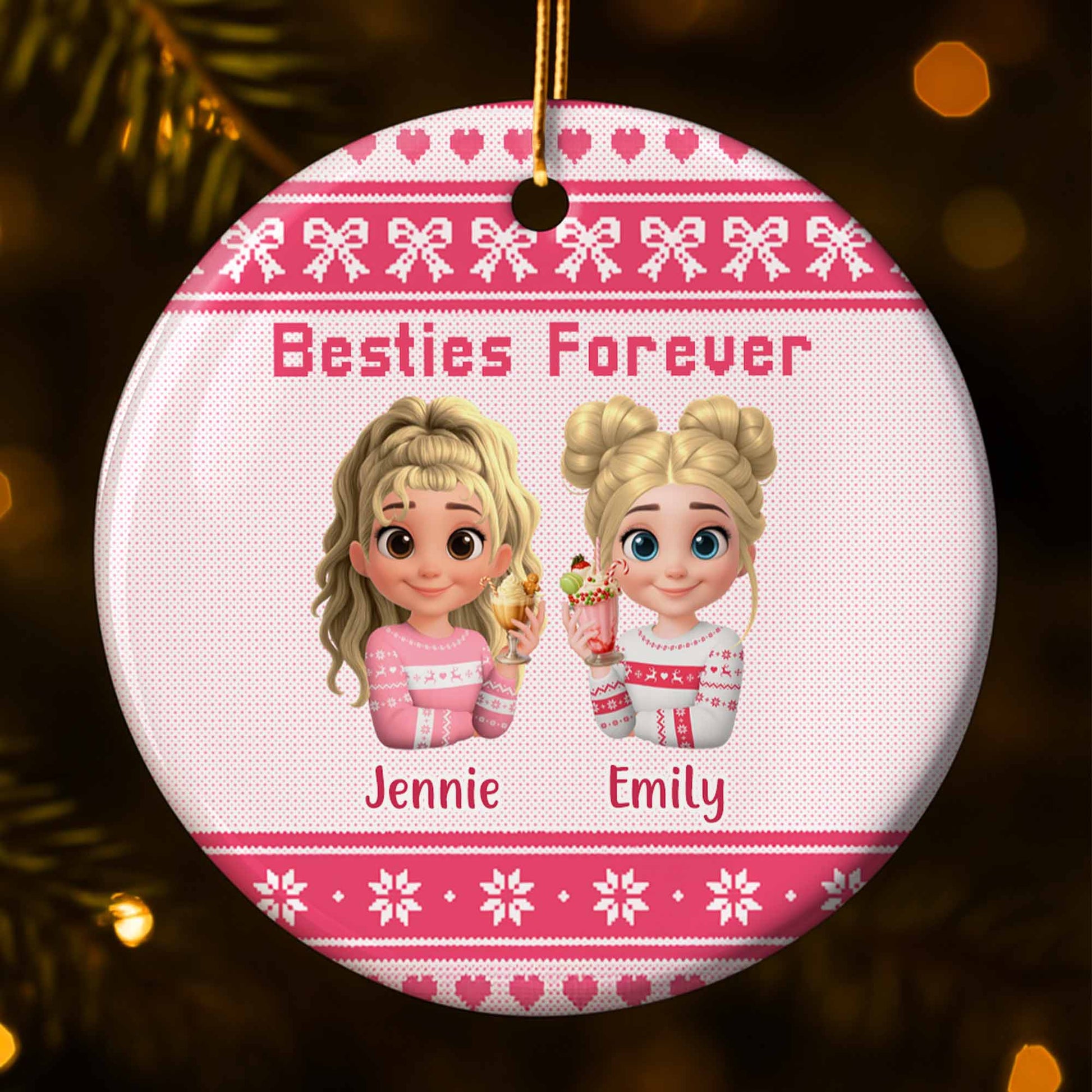 Besties Forever With Animated Girls In Holiday Sweaters