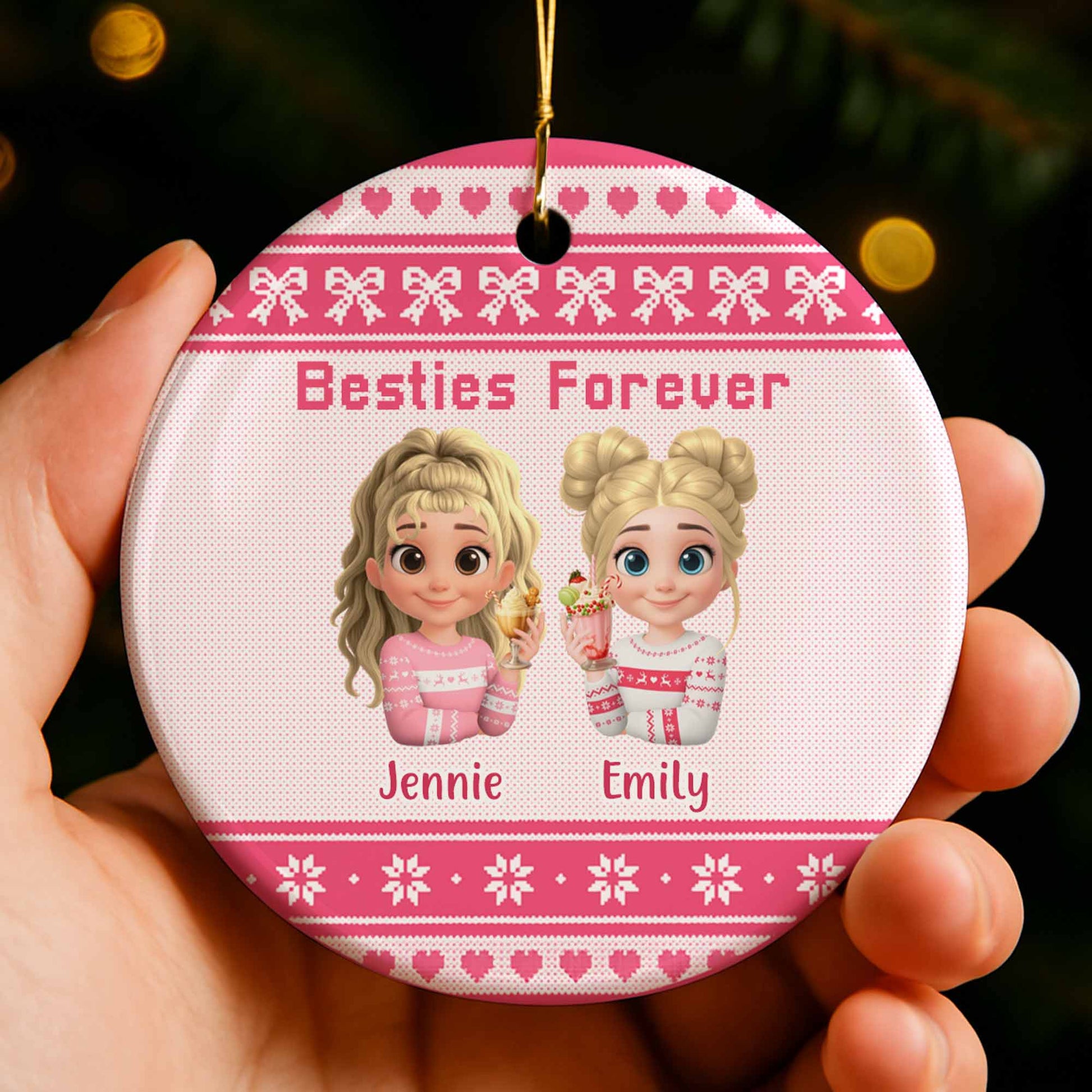 Besties Forever With Animated Girls In Holiday Sweaters