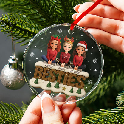 Besties With Christmas Hats and Festive Trees