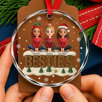 Besties With Christmas Hats and Festive Trees