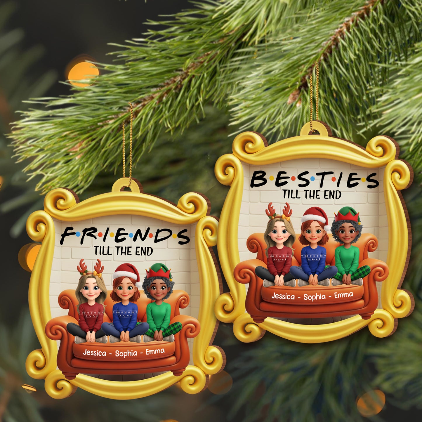 Besties Till The End, Custom Characters With Festive Hats