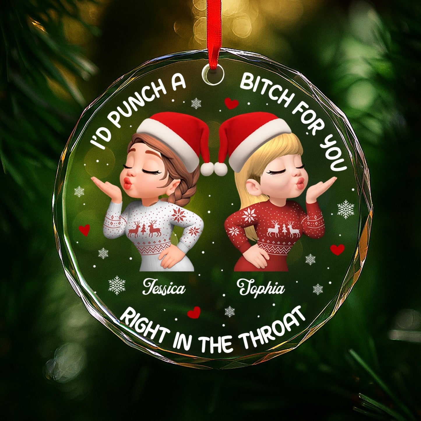 I'd Punch A B***h For You, Festive Christmas Sweater Design