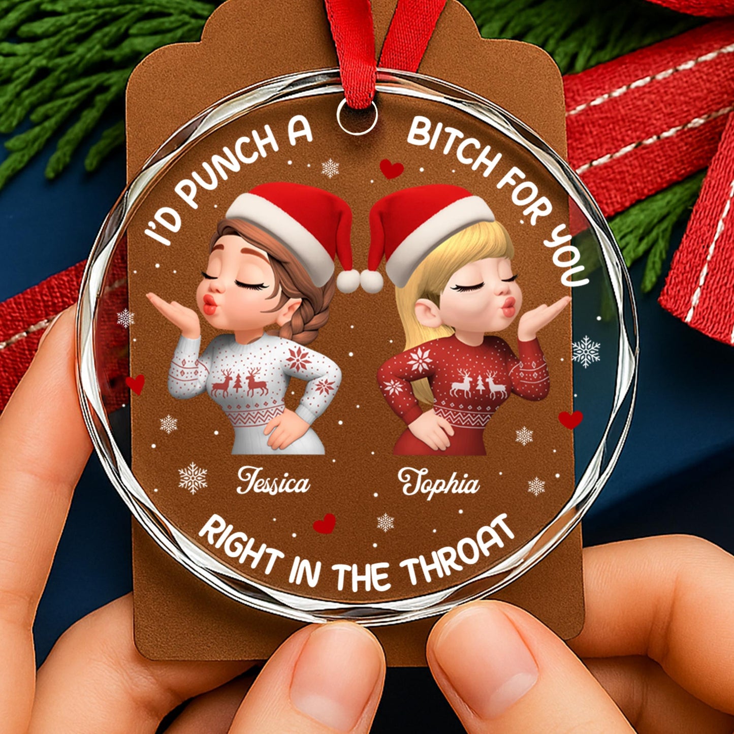 I'd Punch A B***h For You, Festive Christmas Sweater Design