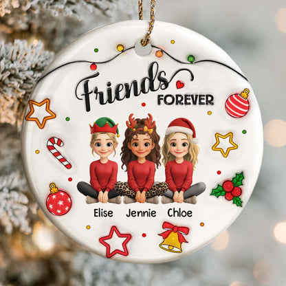 Besties Forever With Reindeer Antlers And Christmas Hats