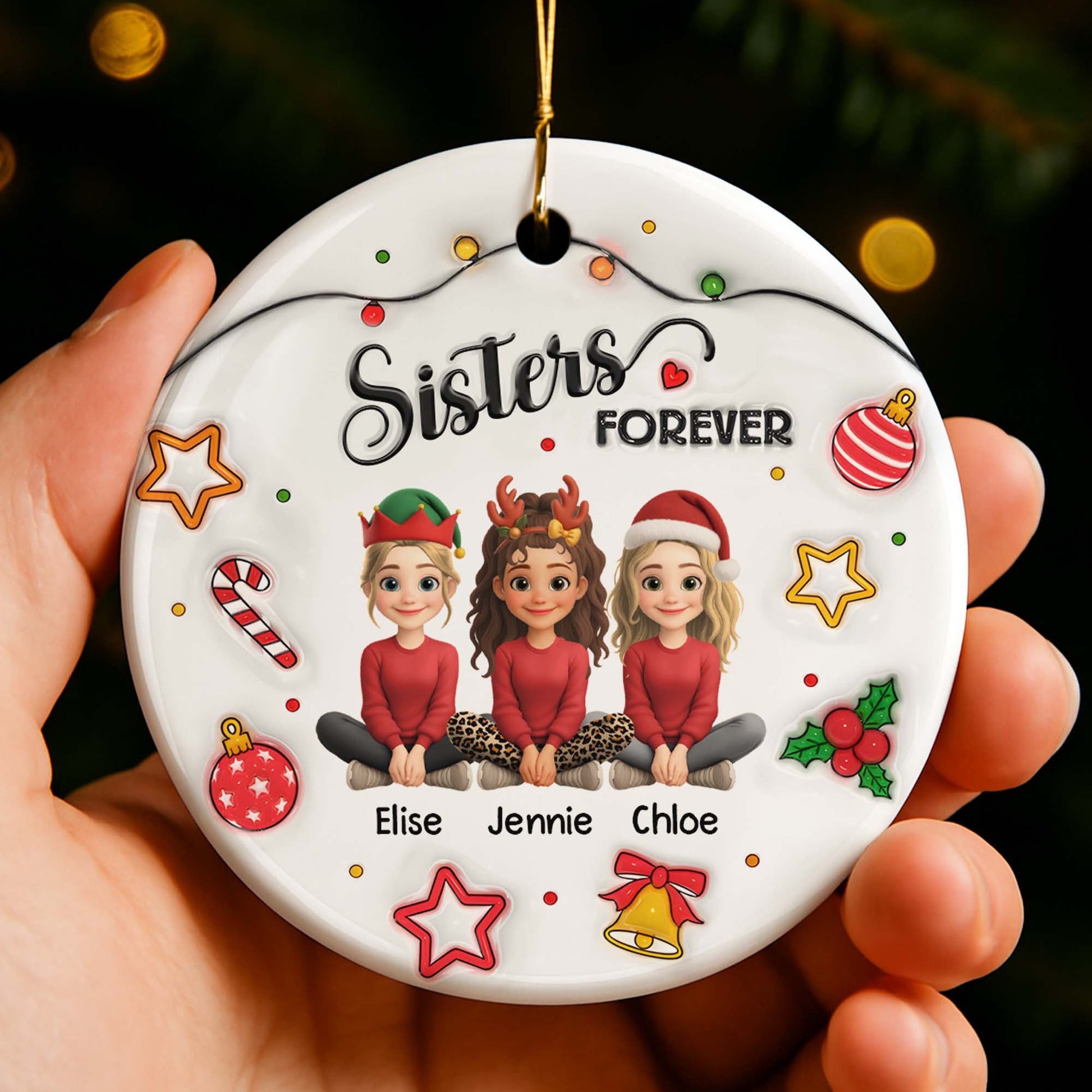 Besties Forever With Reindeer Antlers And Christmas Hats