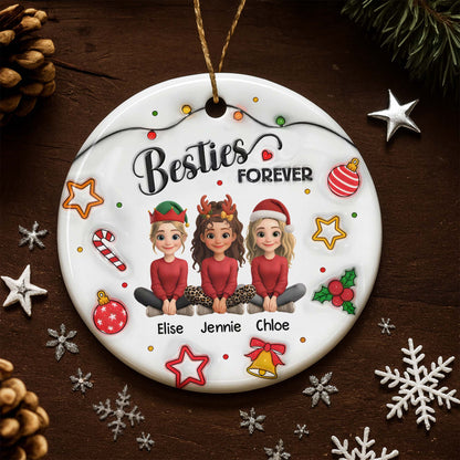 Besties Forever With Reindeer Antlers And Christmas Hats