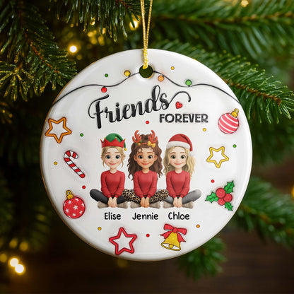 Besties Forever With Reindeer Antlers And Christmas Hats