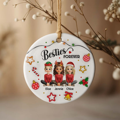 Besties Forever With Reindeer Antlers And Christmas Hats