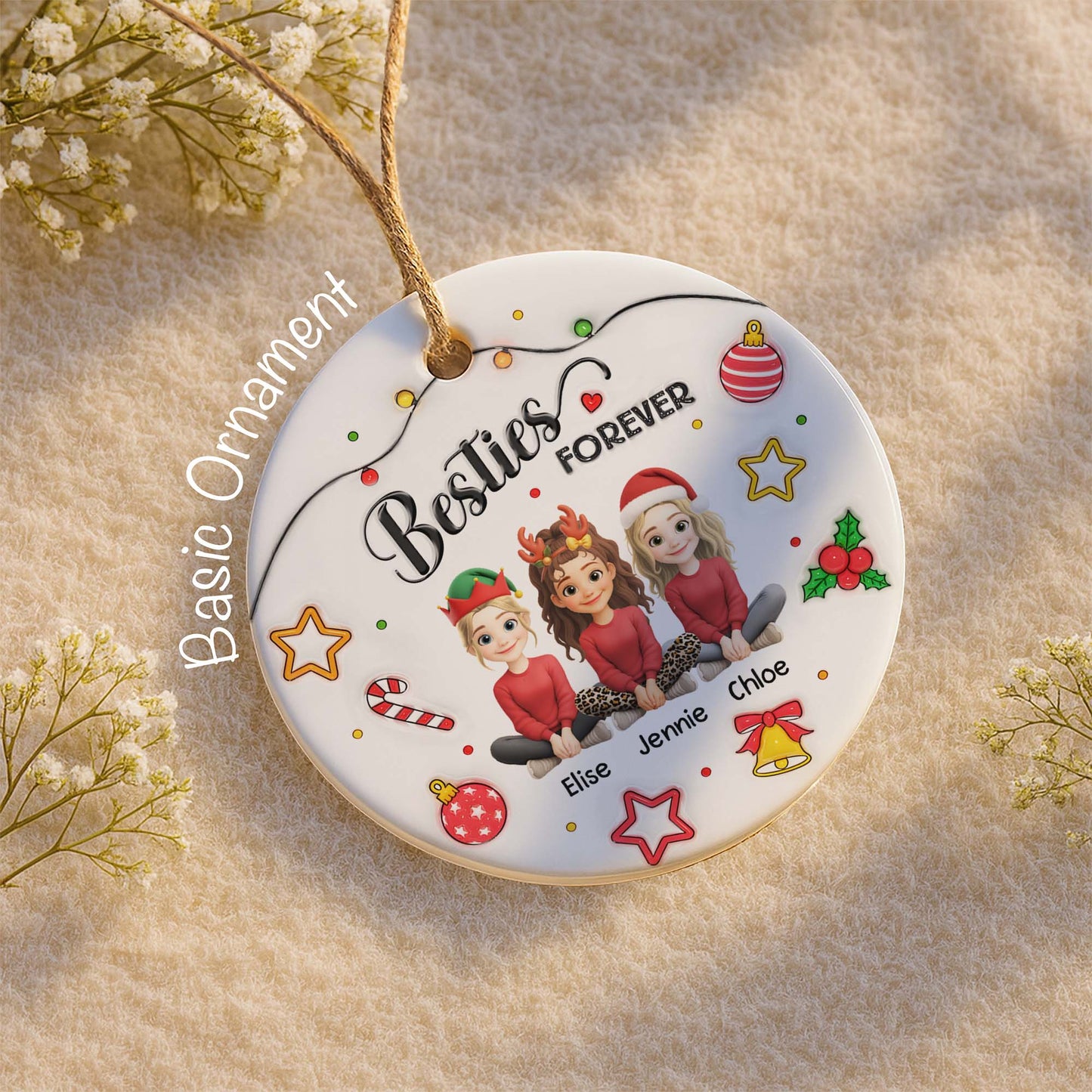 Besties Forever With Reindeer Antlers And Christmas Hats