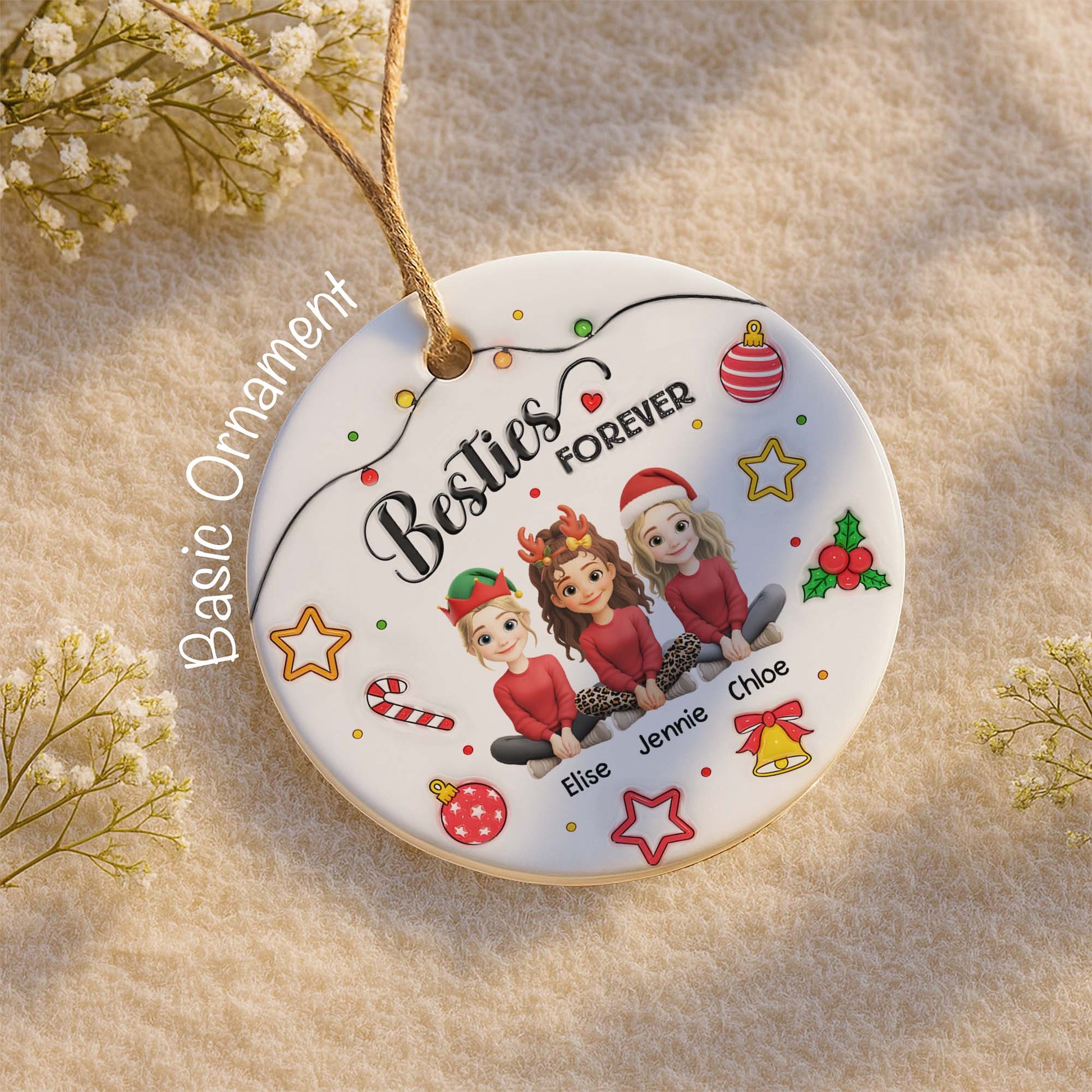 Besties Forever With Reindeer Antlers And Christmas Hats