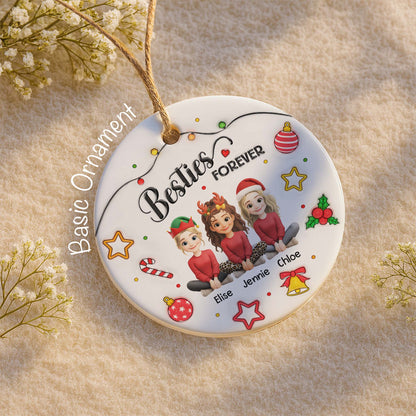 Besties Forever With Reindeer Antlers And Christmas Hats