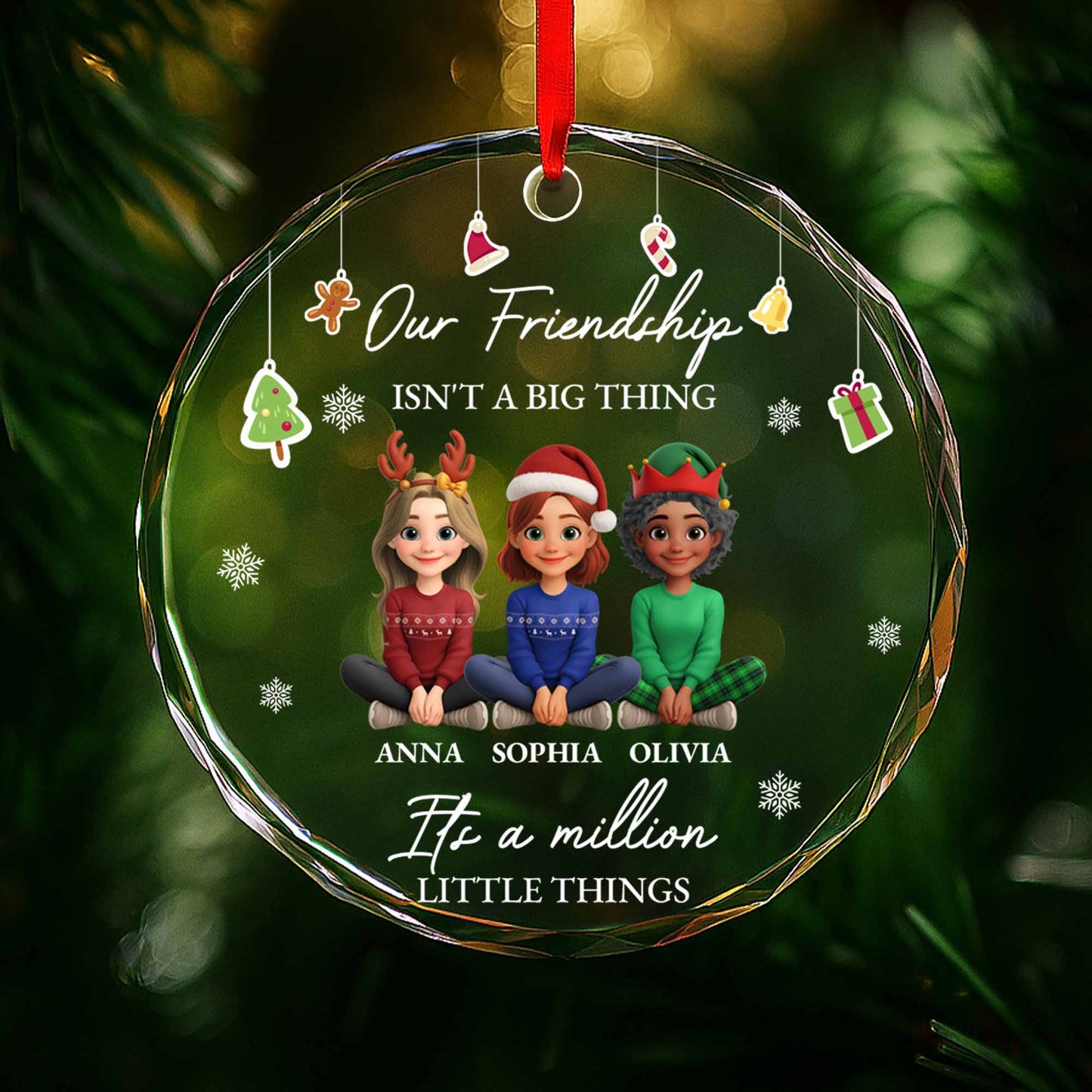 Our Friendship Isn’t A Big Thing, Cartoon Friends With Christmas Hats