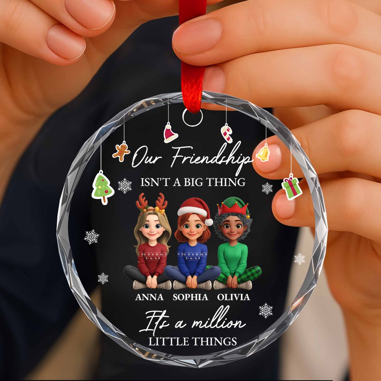 Our Friendship Isn’t A Big Thing, Cartoon Friends With Christmas Hats