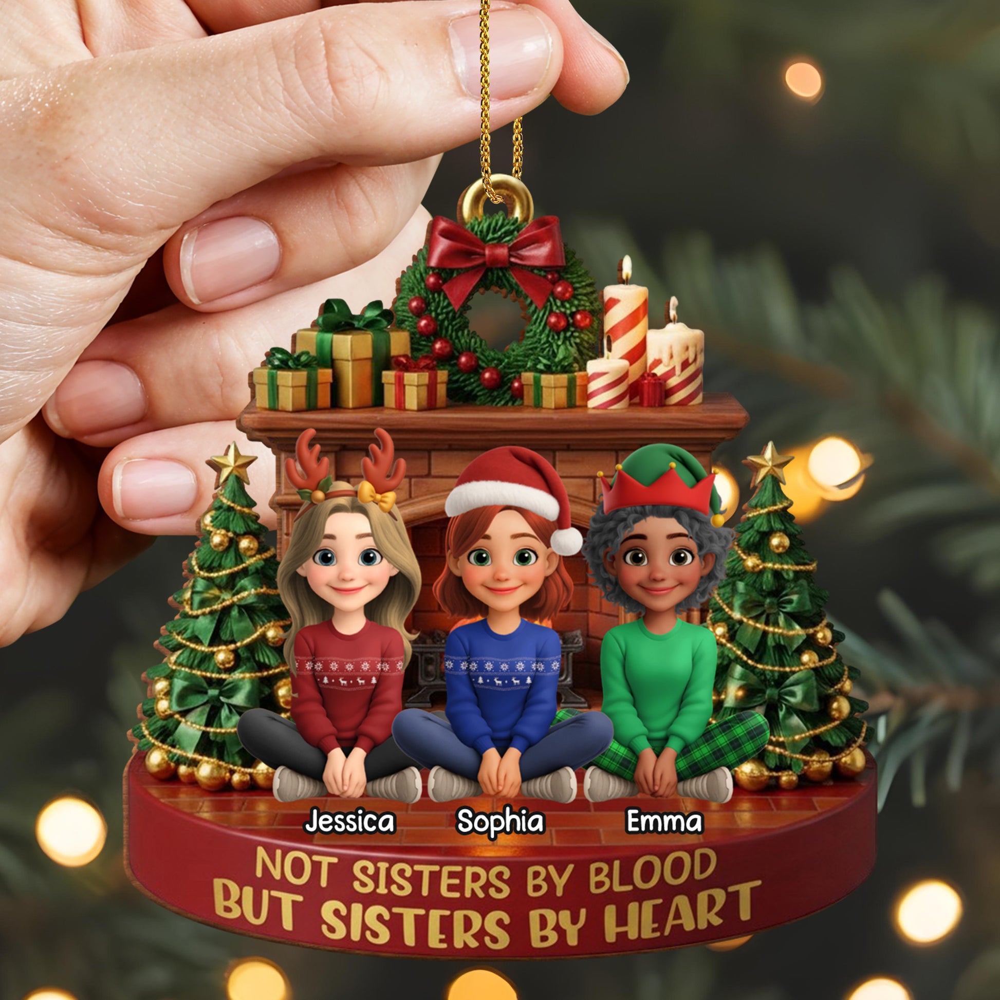 Not Sisters By Blood But Sisters By Heart, Christmas Tree And Presents