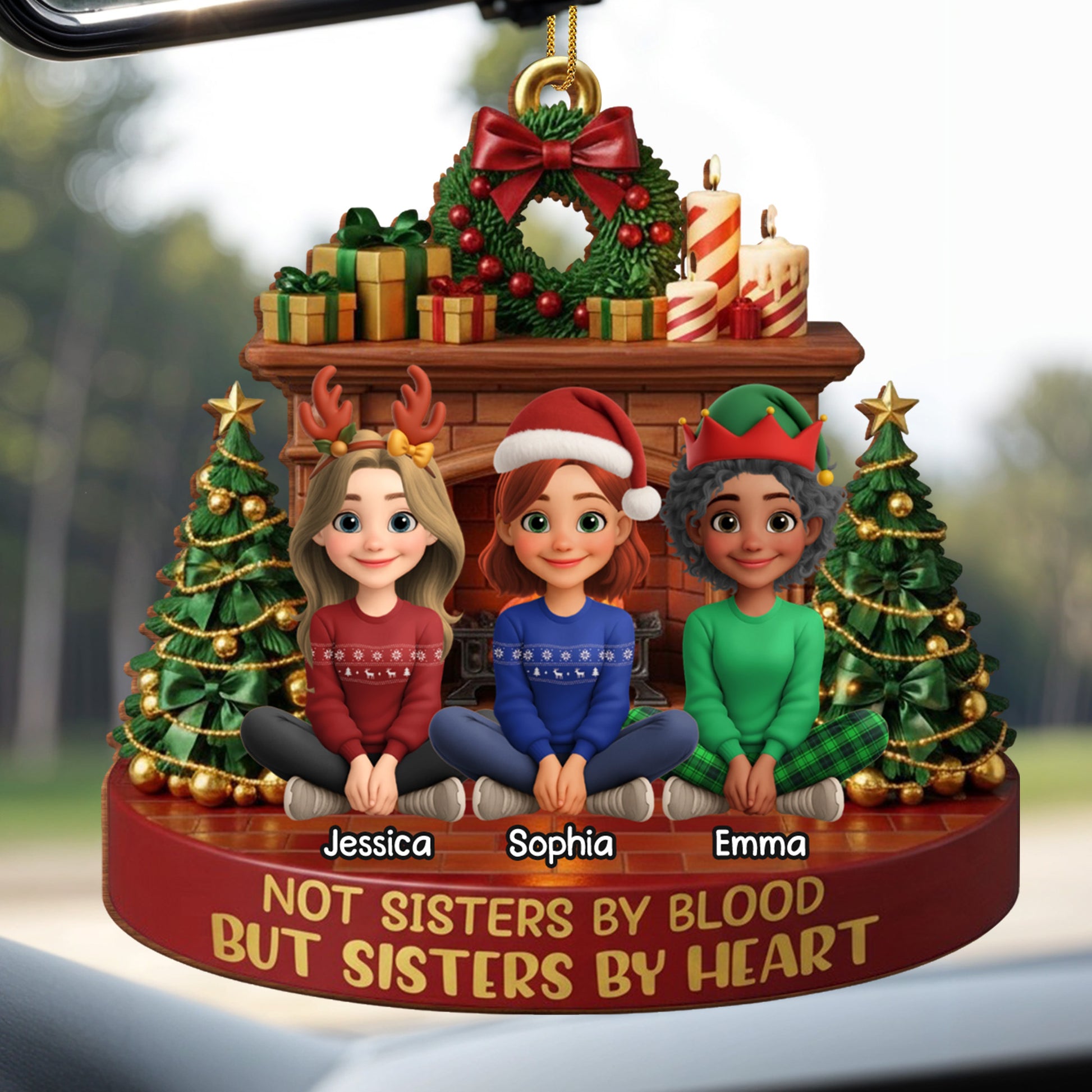 Not Sisters By Blood But Sisters By Heart, Christmas Tree And Presents