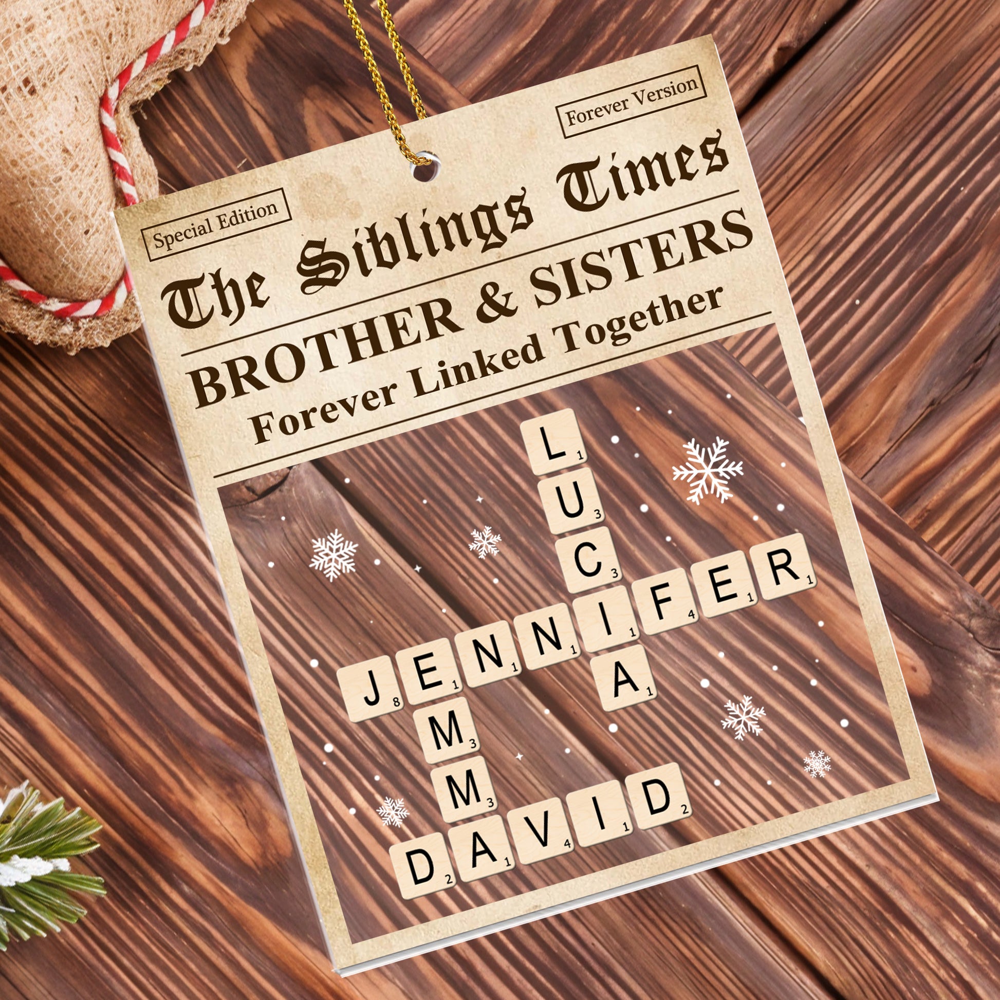 Brother & Sisters Forever Linked Together, Newspaper, Scrabble Letters