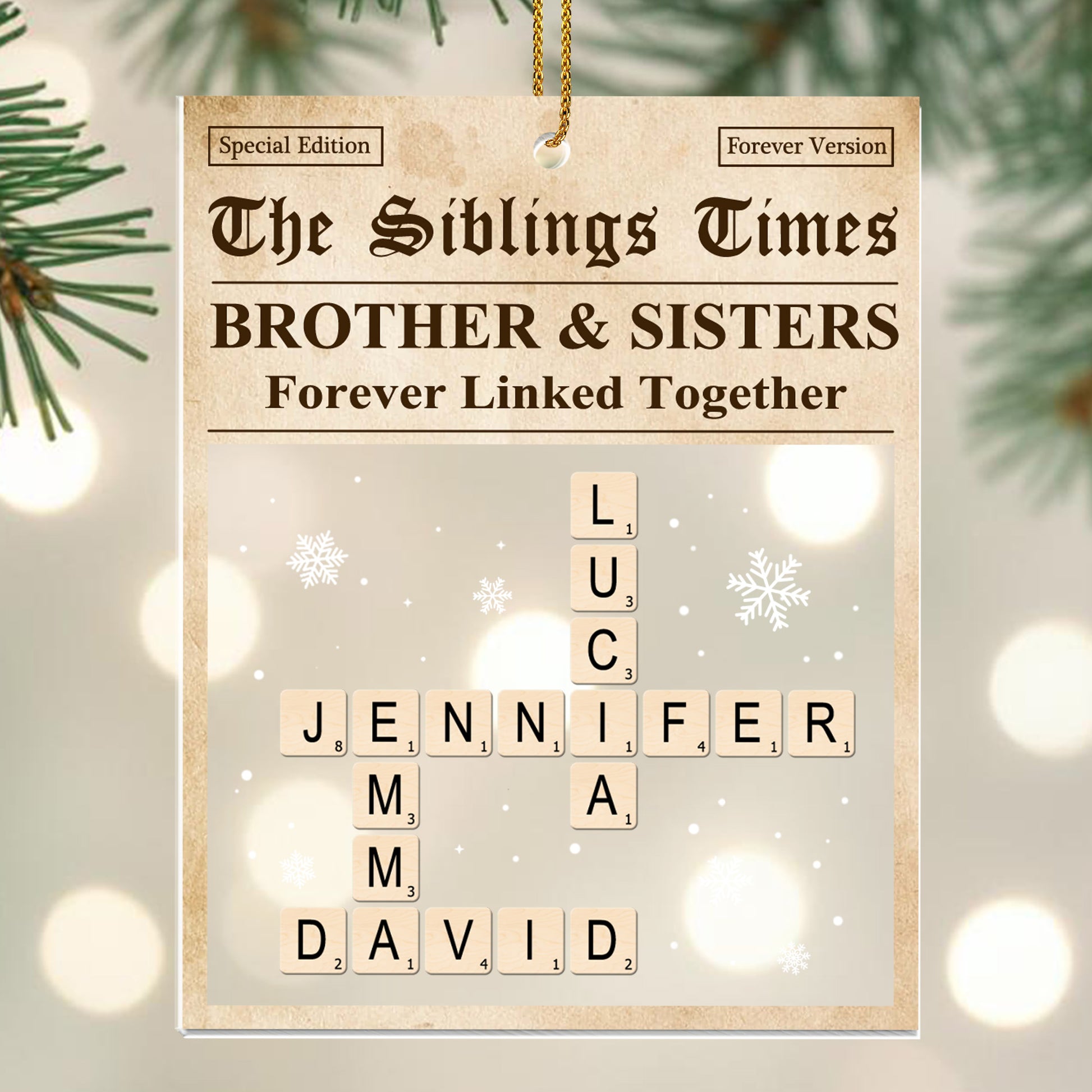 Brother & Sisters Forever Linked Together, Newspaper, Scrabble Letters