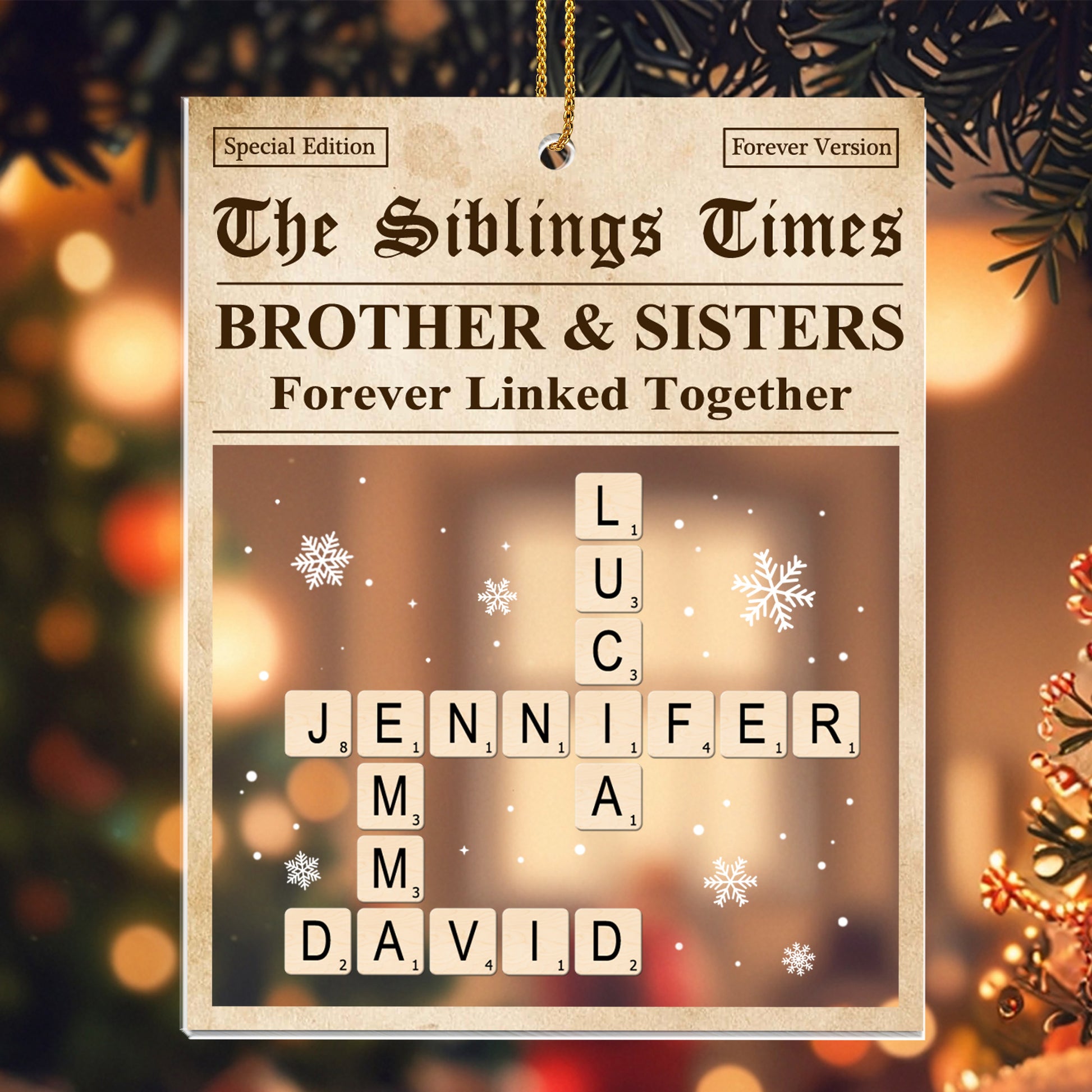 Brother & Sisters Forever Linked Together, Newspaper, Scrabble Letters