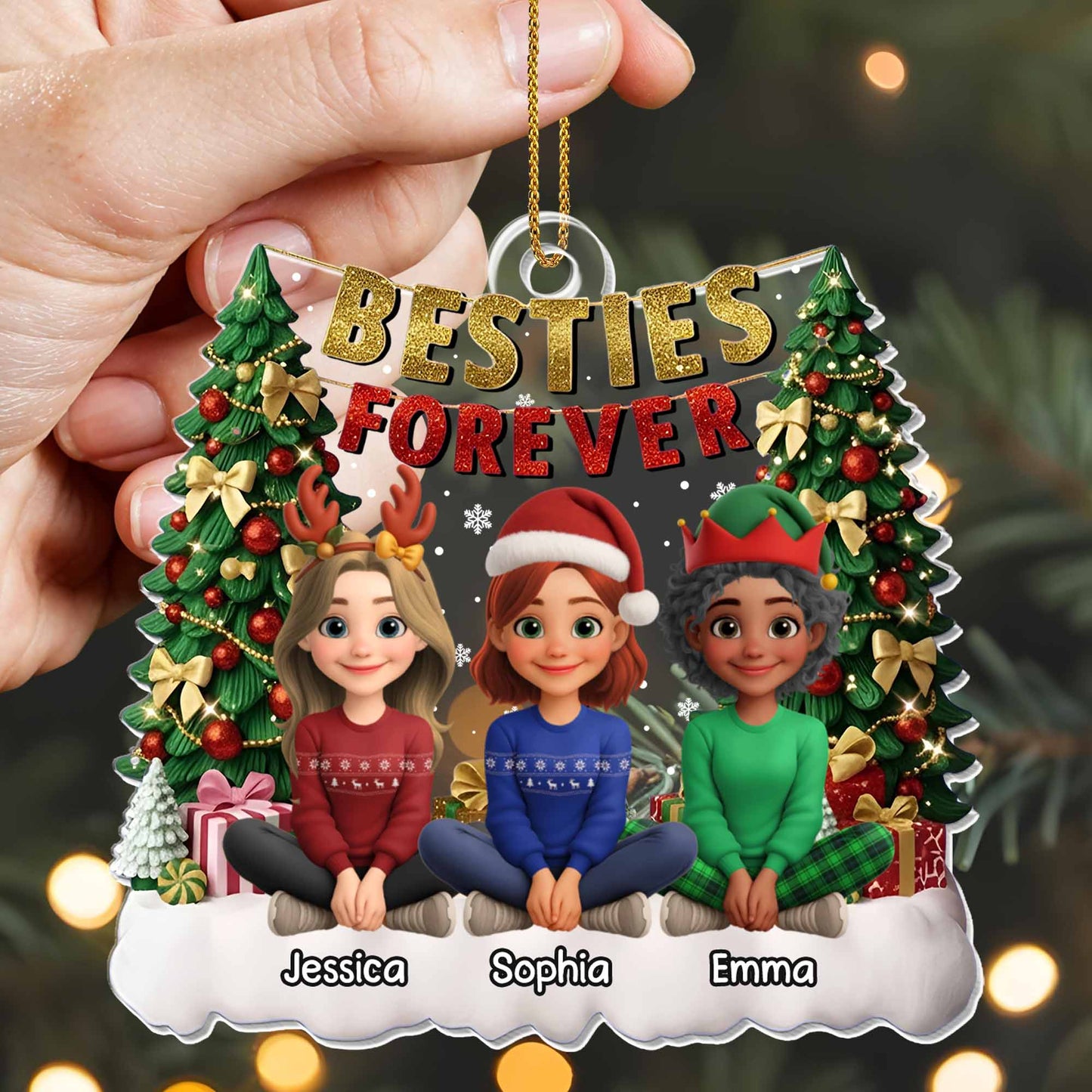 Besties Forever With Christmas Tree And Gifts