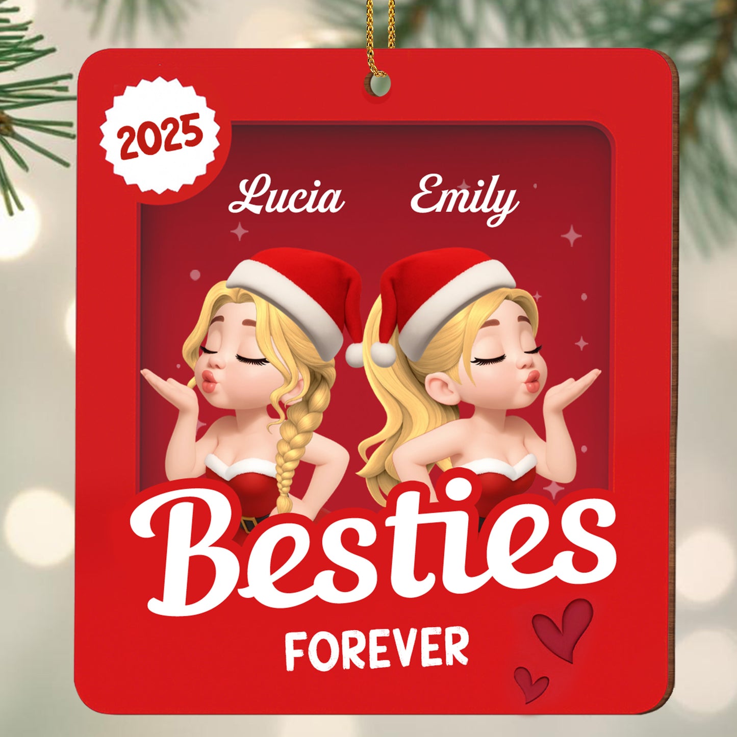 Besties Forever With Santa Hats