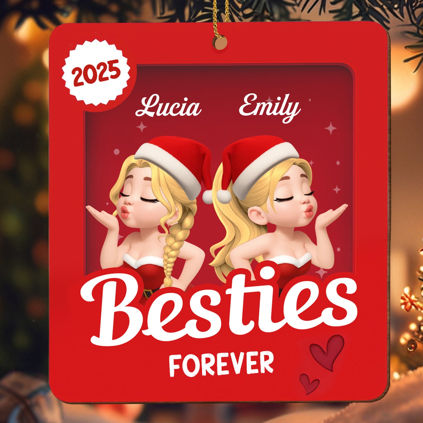 Besties Forever With Santa Hats