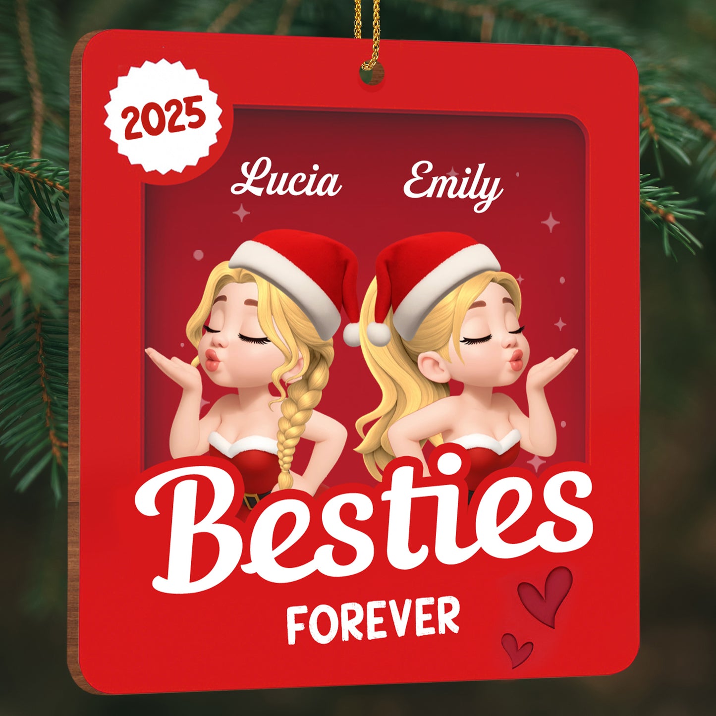 Besties Forever With Santa Hats