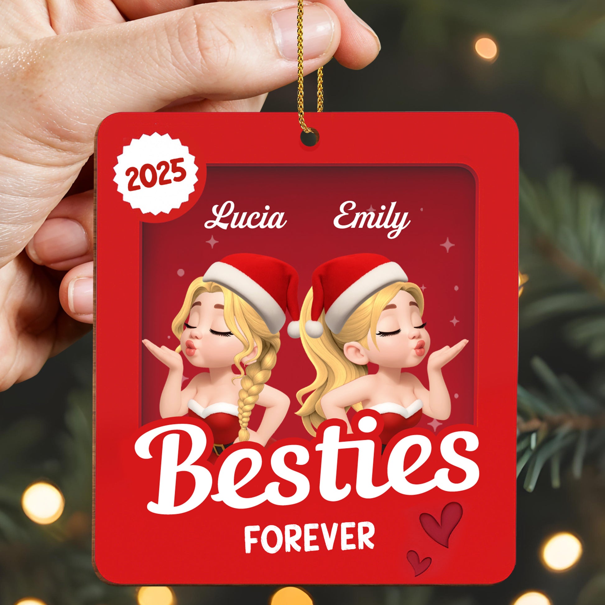 Besties Forever With Santa Hats